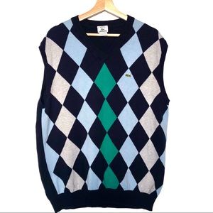Lacoste Mens Vneck Argyle Sweater Vest 